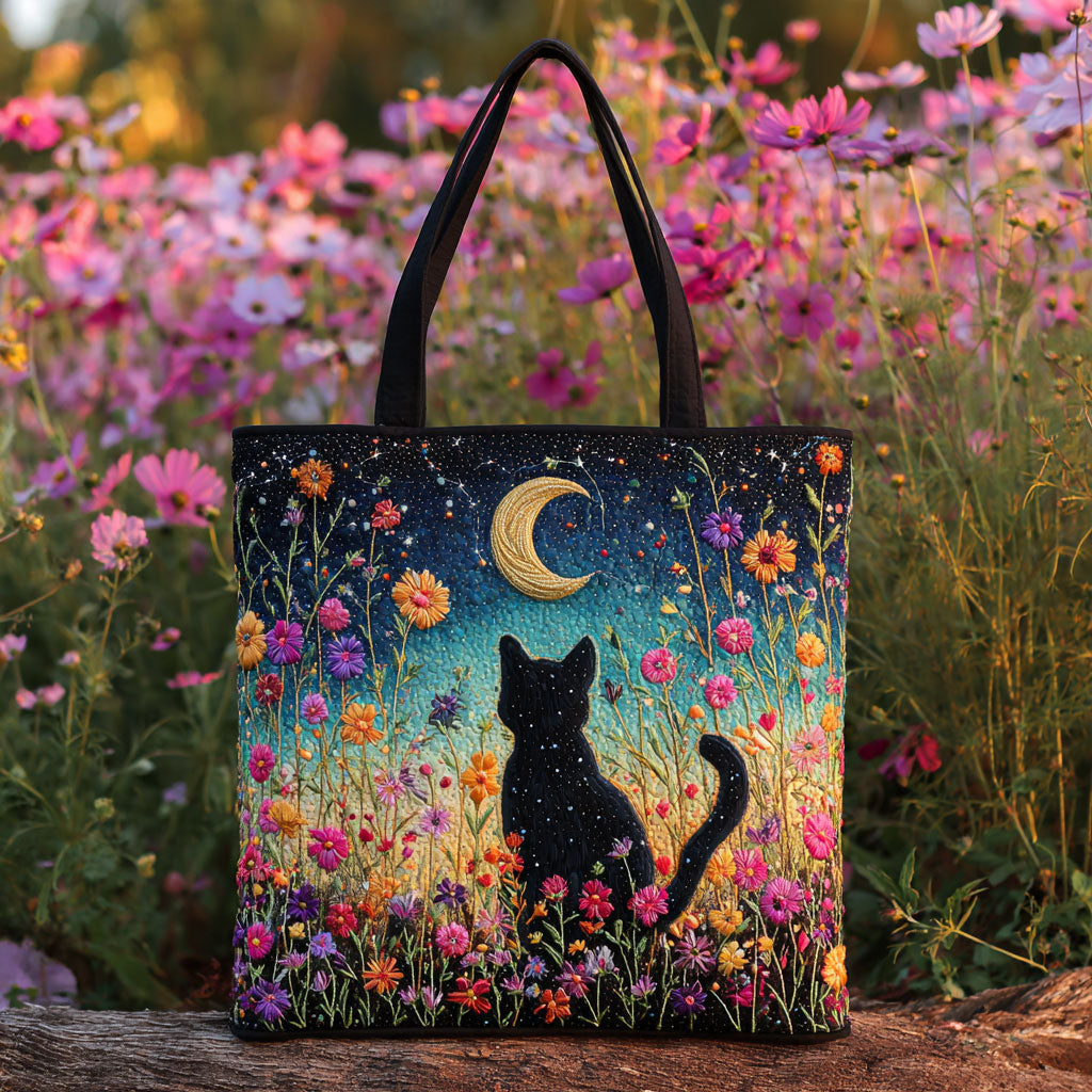 Dromerige Kat Nacht Gequilt Tote Bag