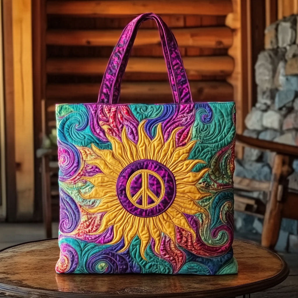 Gouden Vrede Zonnebloem Gequilt Tote Bag