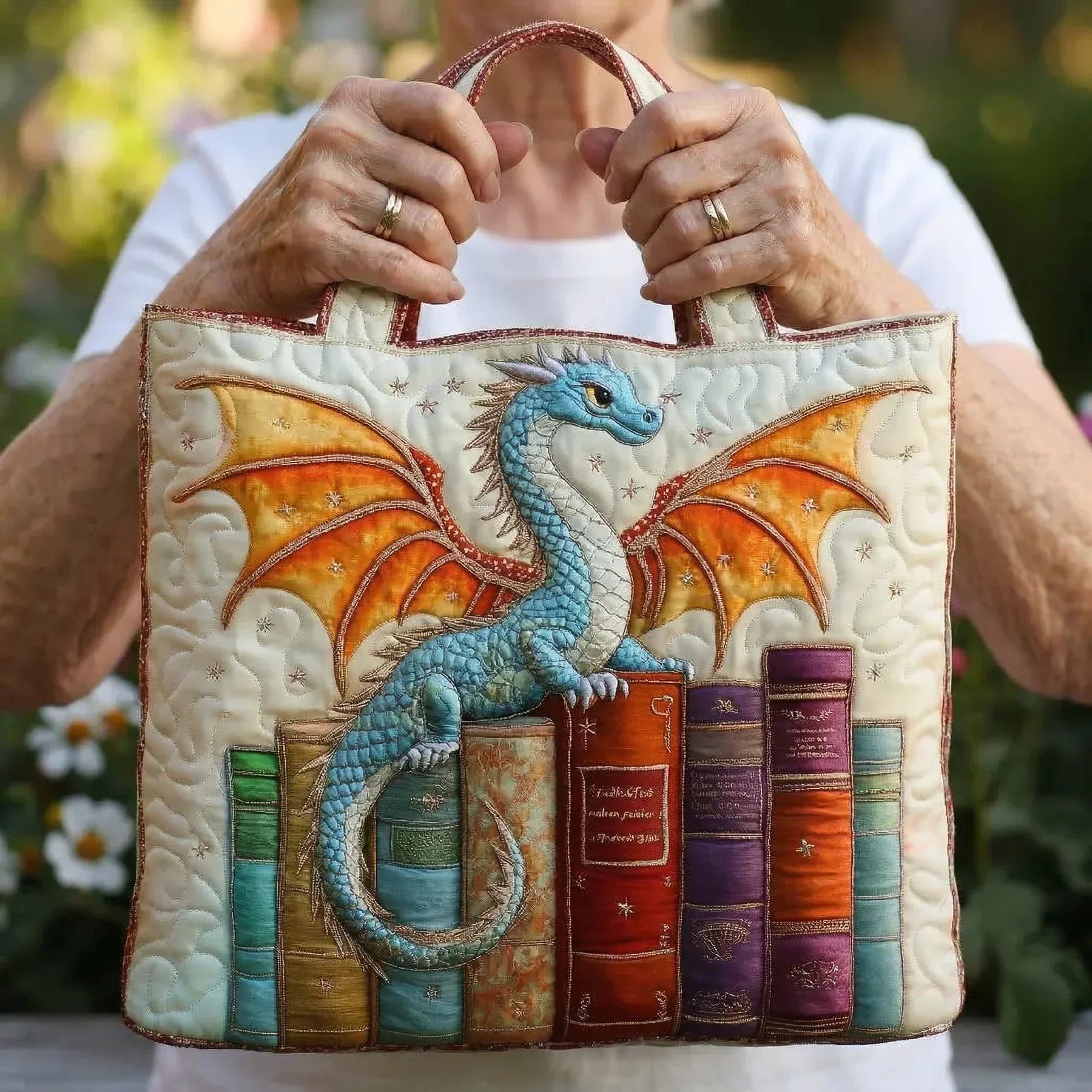 Gequilted Tas - Smaragdgroene Draak Boekbewaker